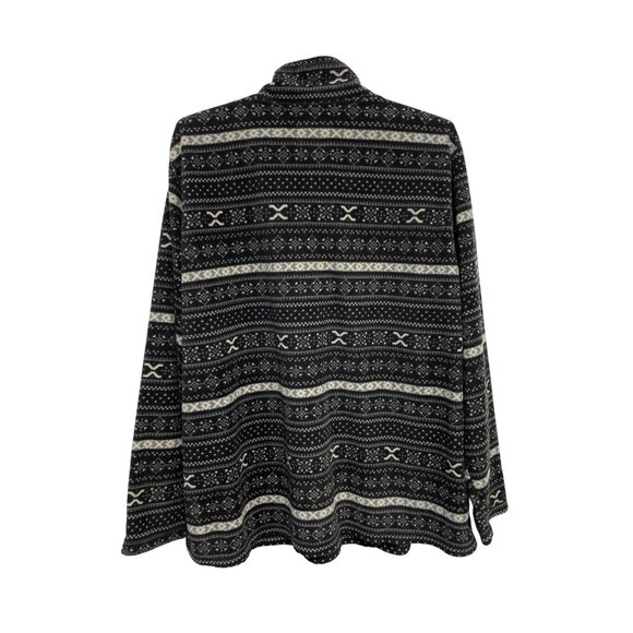 Victory Outfitters Fleece Jacket Size 2X Fair Isle Quarter Zip Black White Cozy - Picture 2 of 6